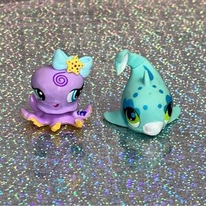 Littlest Pet Shop LPS Octopus #1309 Dolphin #2687 Hasbro